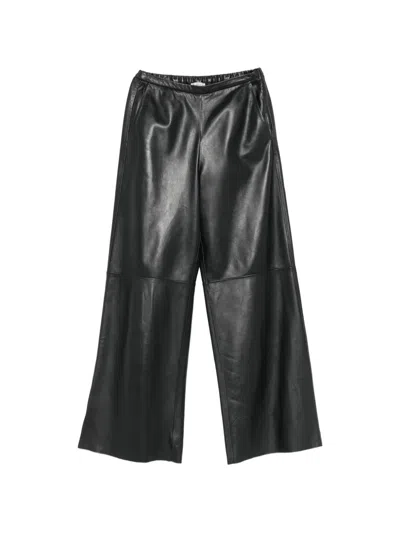 Forte Forte Wide-leg Leather Trousers In Black
