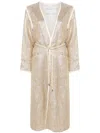 Forte Forte Twinkle Beige Coat With V-neck On The Front And Adjustable Waist Belt In Lurex Woman In Gold