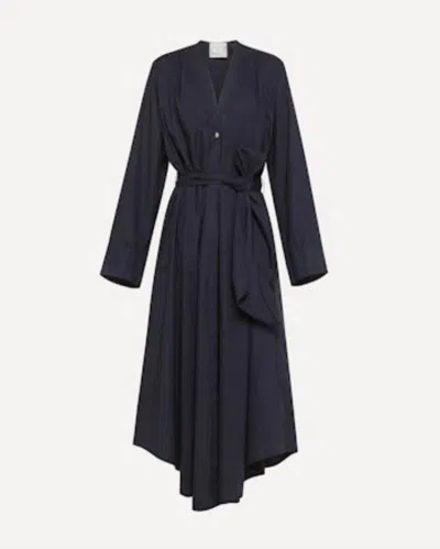 Forte Forte Women's Cotton Popline Crossover Dress In Midnight Blue In Black