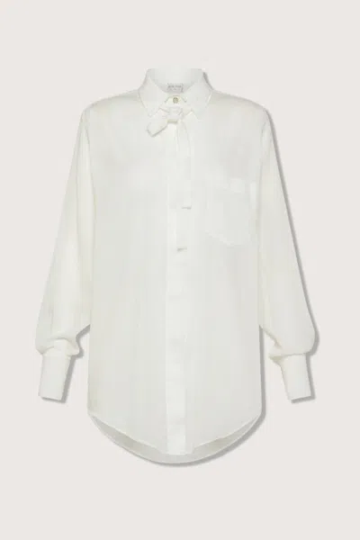 Forte Forte Women's Cotton-silk Shirt With Velvet Collar In White