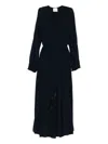 Forte Forte Long Dress With A-line Skirt And Tie Neck In Multi