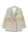 Forte Forte Textured Jacquard Blazer With Notched Lapel And Frayed Edges In White