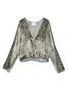 Forte Forte Metallic V-neck Long Sleeve Top In Multi