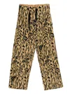 Forte Forte Animal Print Wide Leg Straight Trousers In Brown