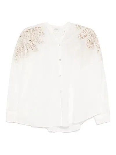 Forte Forte Women Embroidered Cotton Blend Shirt In Neutral