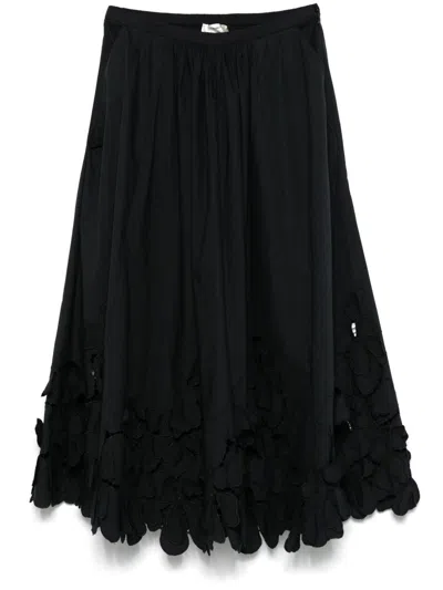 Forte Forte Women Embroidered Cotton Skirt In Black