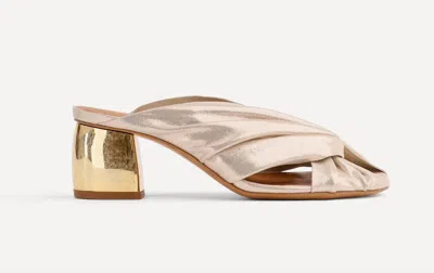 Forte Forte Women's Heel Laminated Leather Crossover Sandal In Gold