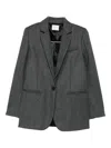 Forte Forte Herringbone Pattern Blazer Front Pockets In Gray