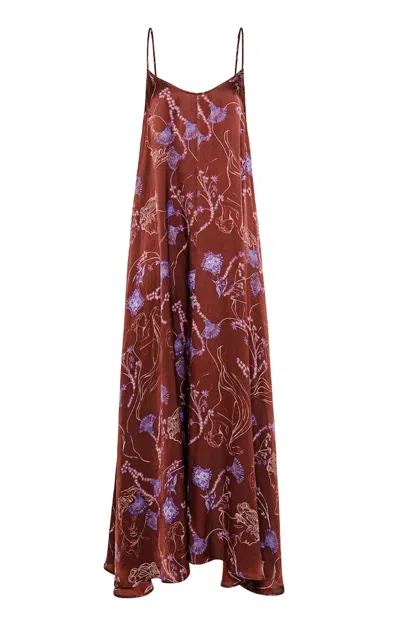 Forte Forte Women's Musa Print Silk Satin Slip Dress In Chocolate In Red
