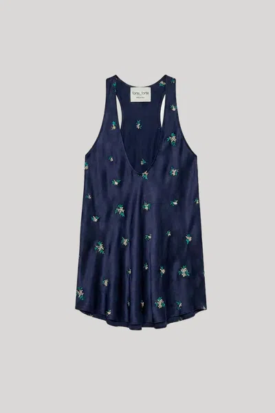 Forte Forte Women's Petites Fleurs Embroidery Silk Top In Midnight In Blue