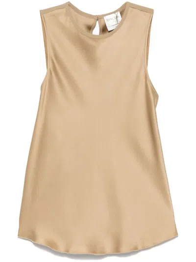 Forte Forte Women Satin Sleeveless Top In Brown