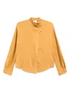 Forte Forte High Neck Satin Blouse With Tassel Detail In Gold