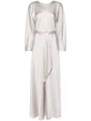 Forte Forte Forte_forte Long Silk Dress With Sash In Grey