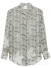 Forte Forte Silk Chiffon Shirt With Dune Lily Print In Gray