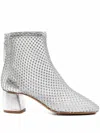 Forte Forte Strass Mesh Chic Anckle Boots In Silver
