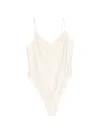 Forte Forte Silk Satin Bodysuit Pleated Detail V Neckline In White
