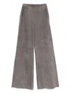 Forte Forte High-waisted Wide-leg Leather Trousers In Gray