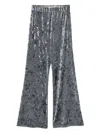 Forte Forte Stretch Velvet Wide Leg Trousers In Gray