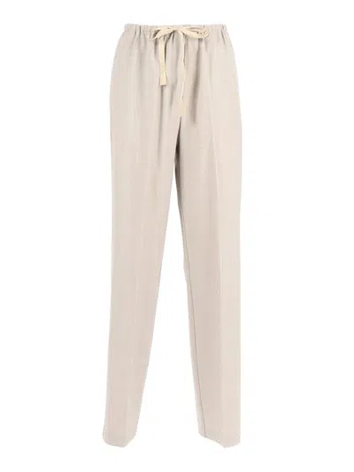 FORTE FORTE WOOL-BLEND CANVAS DRAWSTRING TROUSERS