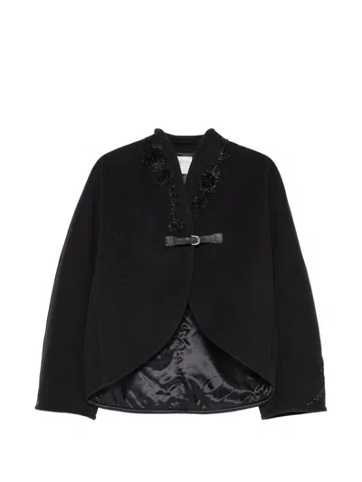 Forte Forte Wool Blend Cropped Coat In Black