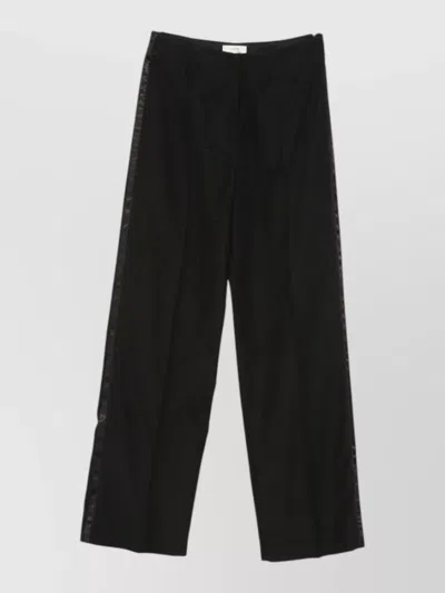 Forte Forte Wool Blend Trousers Side Stripe Detail In Black