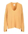 Forte Forte Wool Cashmere Half Cardigan Stitch Sweater In Orange