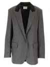 Forte Forte Wool Cloth Jacket Contrasting Velvet Rever In Grey
