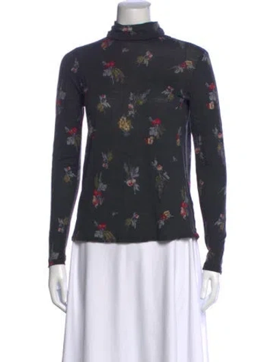 Pre-owned Forte Forte Wool Floral Print Top In Grey