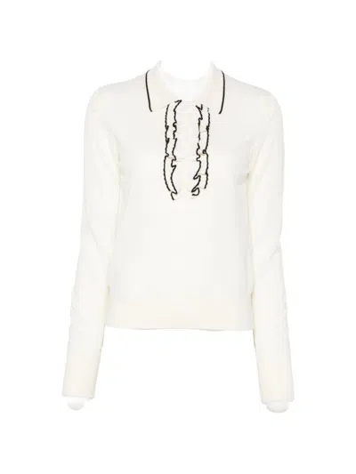 Forte Forte Ruffle-trimmed Wool Polo In White