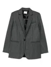 Forte Forte Herringbone Pattern Blazer Front Pockets In Gray