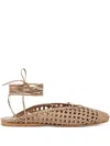 Forte Forte Woven Lace-up Flats In Brown