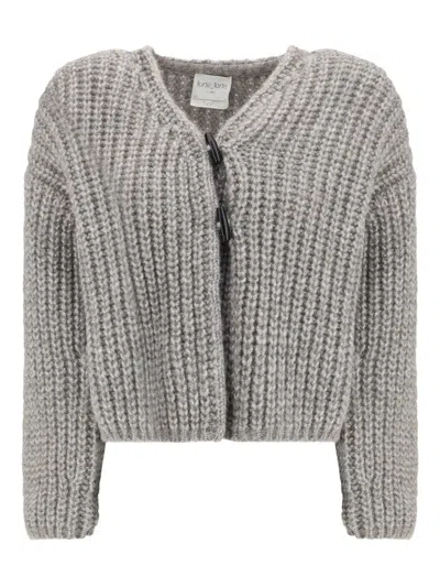 Forte Forte Woven Toggle Closure Cardigan In Gray