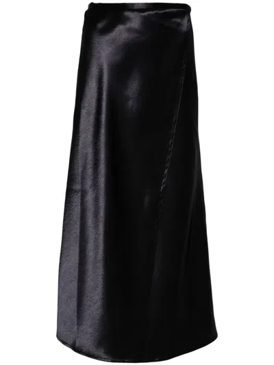 Forte Forte Wrap Satin Midi Skirt In Blue