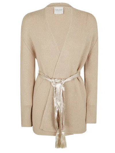 Forte Forte Wrap-style Knit Sweater With Silky Belt Detail In Neutral