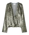 Forte Forte Metallic-effect V-neck Blouse In Gray