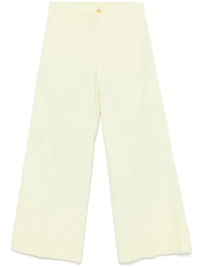 Forte Forte Yellow Cotton Wide-leg Trousers In Neutral