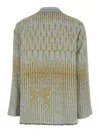Forte Forte Yellow Jacket With All-over Pattern And Frayed Edges In Cotton Blend Woman In Blue