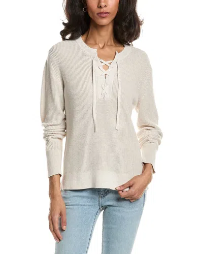 Forte Lace-up Rib Crewneck Sweater In Neutral