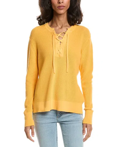 Forte Lace-up Rib Crewneck Sweater In Orange