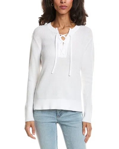 Forte Lace-up Rib Crewneck Sweater In White