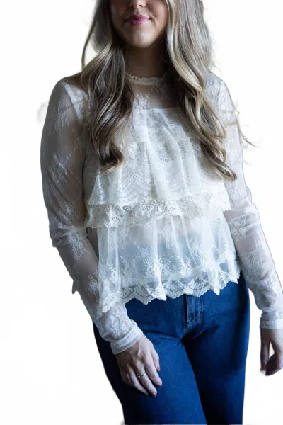 Forte Lila Lace Top In Cream In White