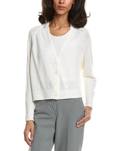 Forte Linen Crop Cardigan In White