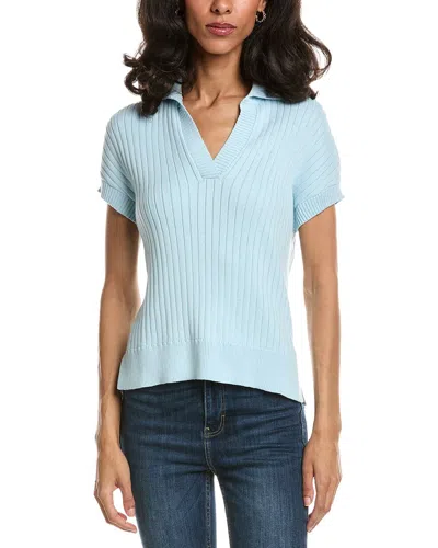Forte Rib Cap Sleeve Polo Sweater In Green