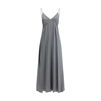 Forte Silk Long Women's Dress In Gray