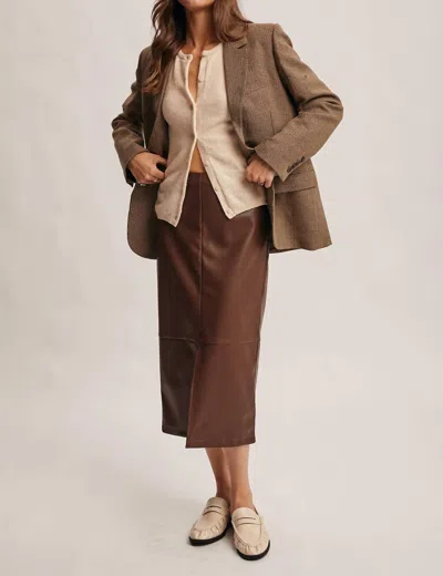 Forte Sloan Vegan Leather Midi Skirt In Espresso In Brown