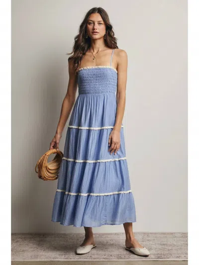 Forte Smocked Tiered Maxi Dress In Blue