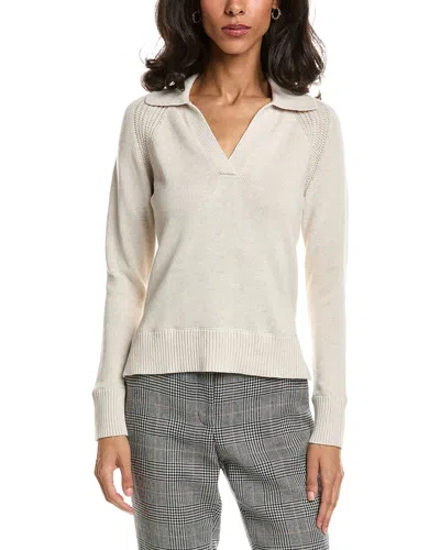 Forte Split Neck Polo Sweater In Brown