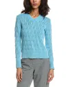 Forte Stonewash Cable Sweater In Blue