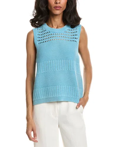 Forte Stonewash Textured Tank Sweater In Blue