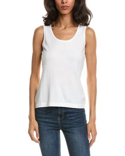 Forte Stripe Cap Sleeve V-neck Sweater In White